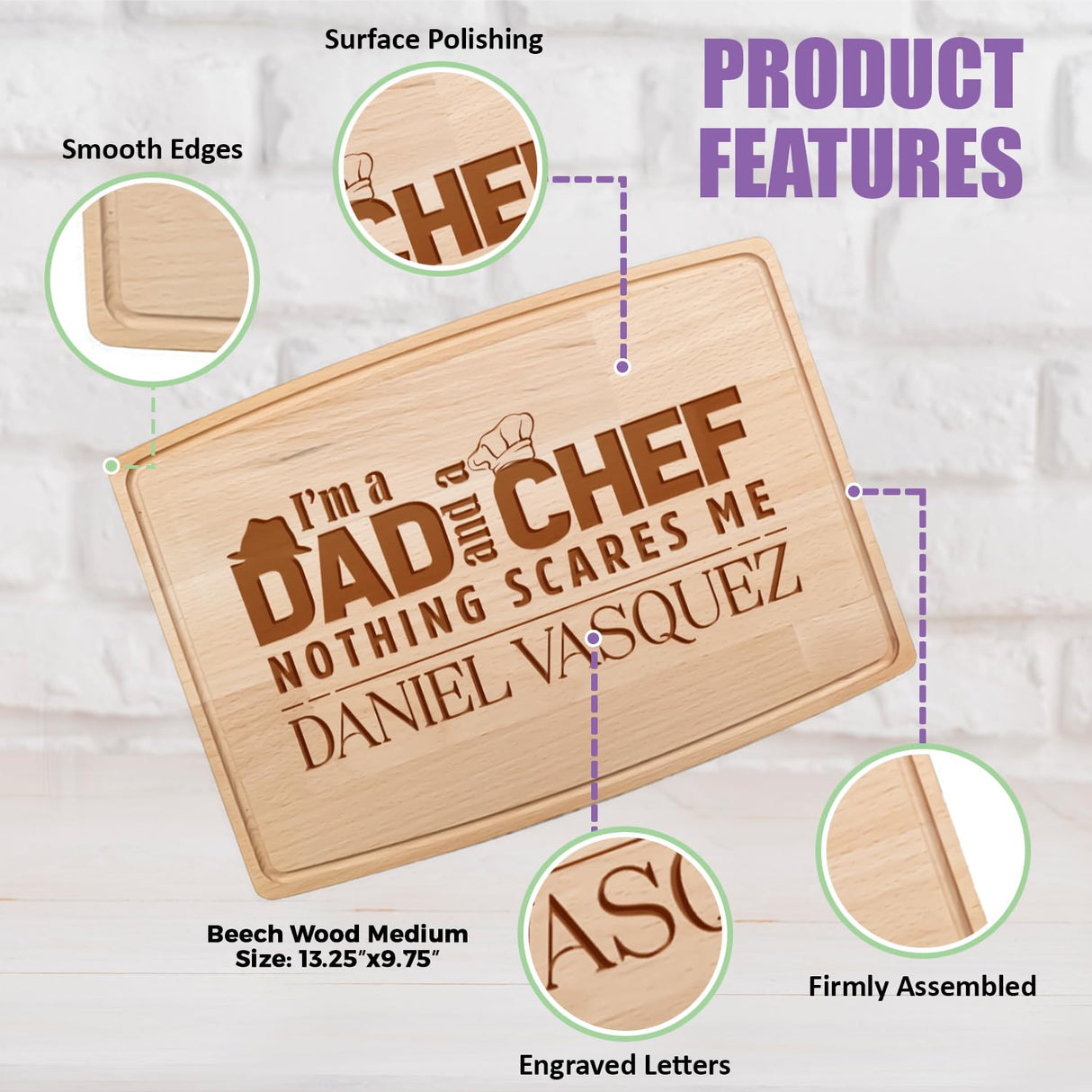 Tayfus Personalized Cutting Boards for Men - Customized Wood Meat Boards for Grill Masters - Unique Custom Gift Ideas for Father's Day, Christmas, Tayfus