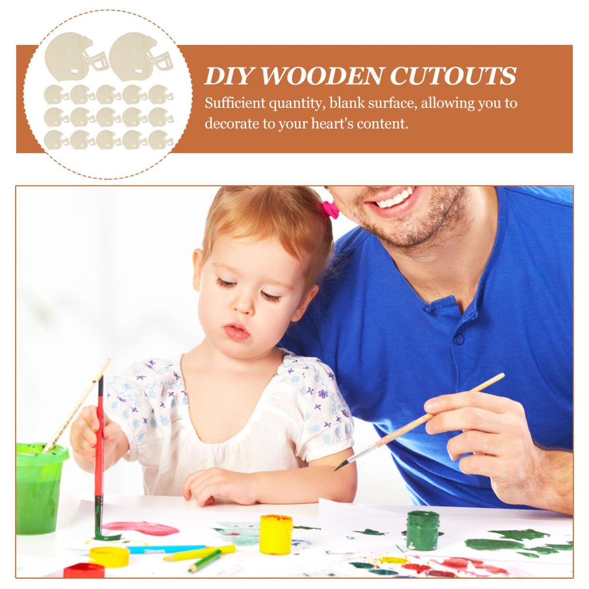 VILLCASE 20pcs Helmet Unfinished Wood Football Hockey Helmet Shaped Wood Slices Helmet Wooden Ornaments for Crafts Painting Door Sign Wedding Home VILLCASE