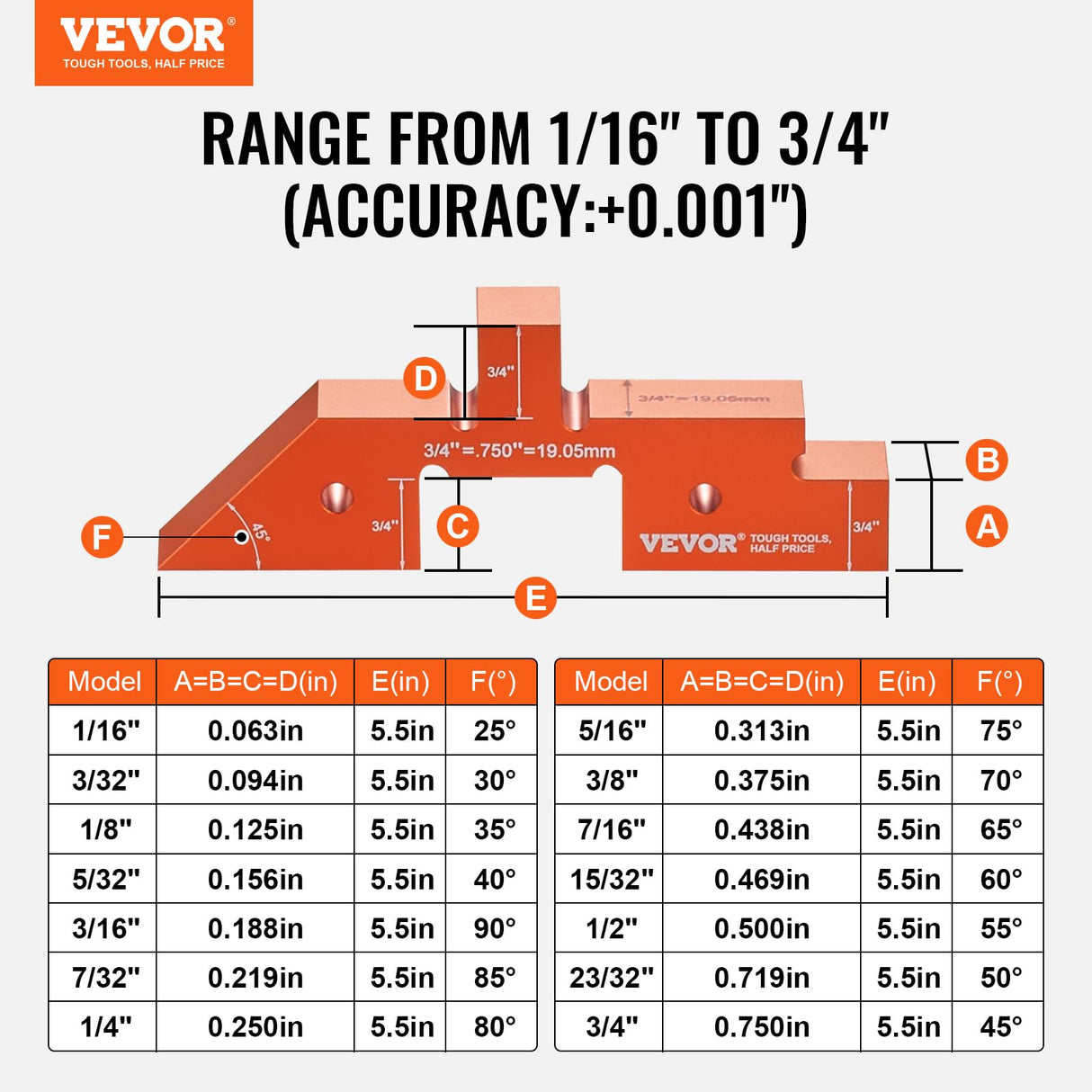 VEVOR Router Table Setup Bars, 14 pcs, Precision Aluminum Setup Blocks Height Gauge Set, with Laser Engraved Size Markings Storage Case, Measuring VEVOR
