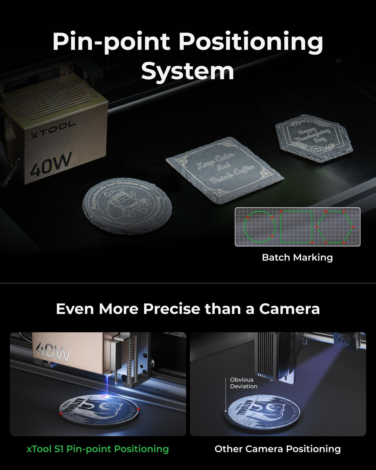 xTool S1 All-in-one Enclosed Laser Cutter and Engraver Machine with Rotary for Tumblers, 40W Laser Power, 419*319mm 600mm/s Batch Process, Laser xTool