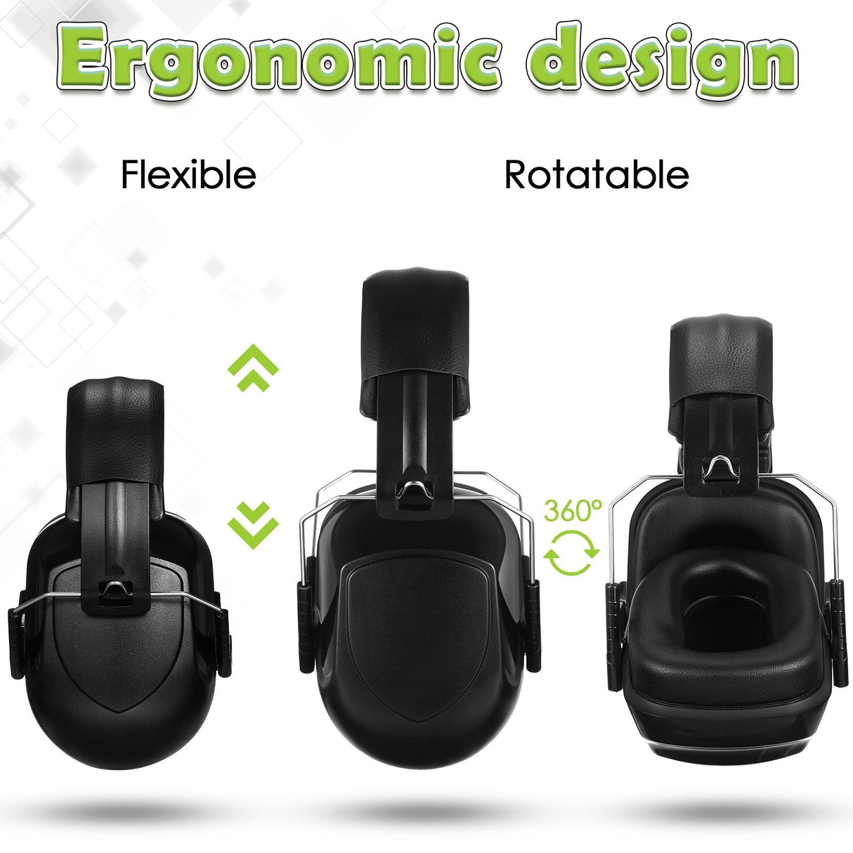 Xuhal 9 Pcs Ear Protection Earmuffs, Adjustable NRR 28dB Noise Reduction Headphone for Shooting Mowing Noise Cancelling (Black) Xuhal