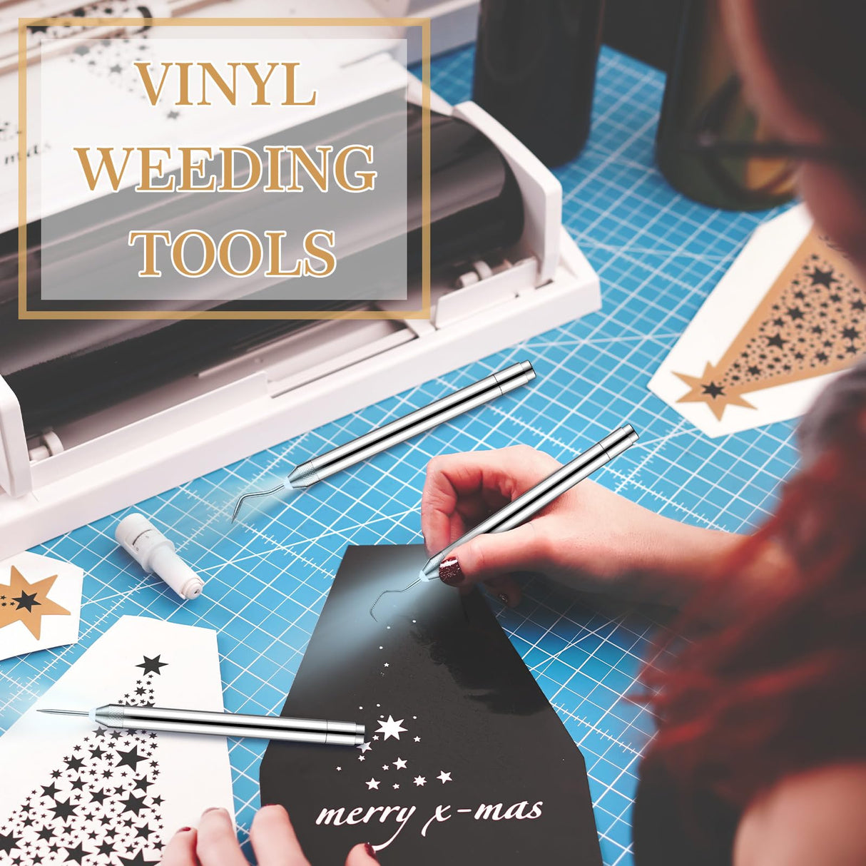 3 Pcs Weeding Tools for Vinyl with LED Light Set Pin Pen Weeding Tool Weeding Pen Craft Tweezers Pin Tools for Cutting Machines Crafting Accessories Therwen