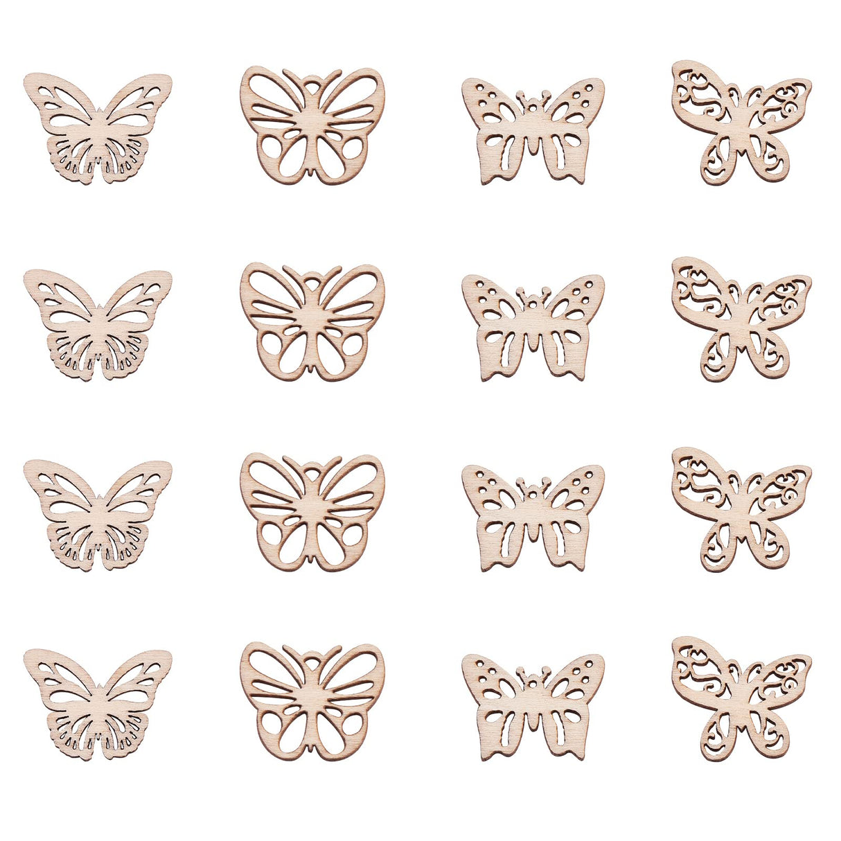 KitBeads 100pcs Random Butterfly Wooden Ornaments Butterfly Unfinished Wood Cutouts Slice Blank Wood Piece Embellishments for DIY Crafts KitBeads