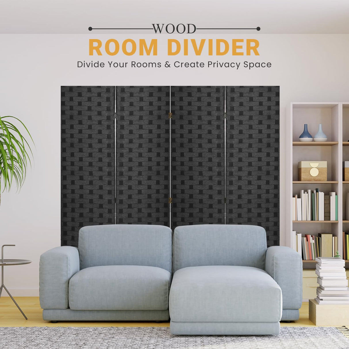 Room Divider Wall 4 Panels Indoor Handmade Wood Portable Room Dividers and Folding Privacy Screens Used in Multiple Occasions Decorate and Beautify Dopinmin