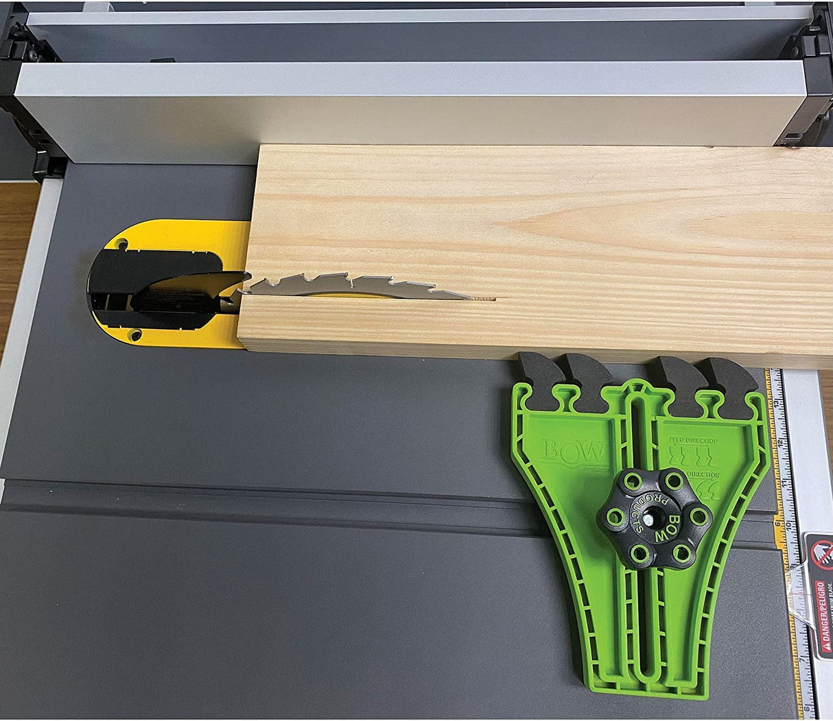 BOW Products Portable Saw Featherbaord FP5 - Featherboard for Tables Saws, Contractor Saws or Smaller Table Surfaces - EVA Feathers that Reduce BOW Products