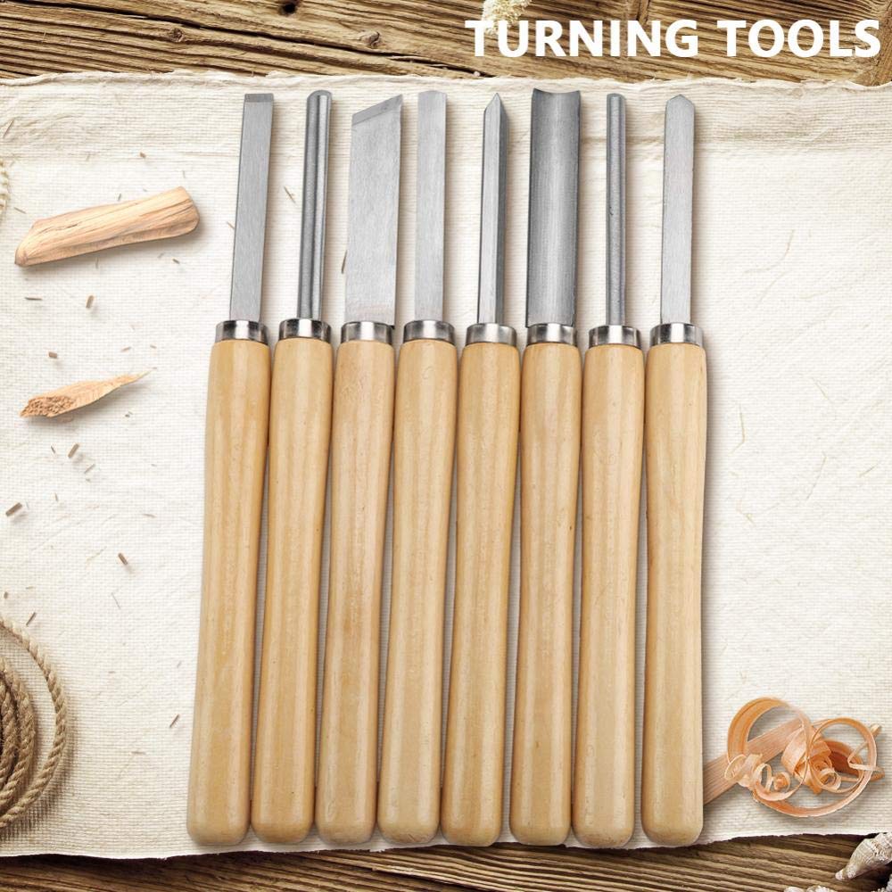 Chisel Set, 8 Pcs/Set Wood Lathe Chisel Set Turning Tools Woodworking Gouge Skew Parting Sheens