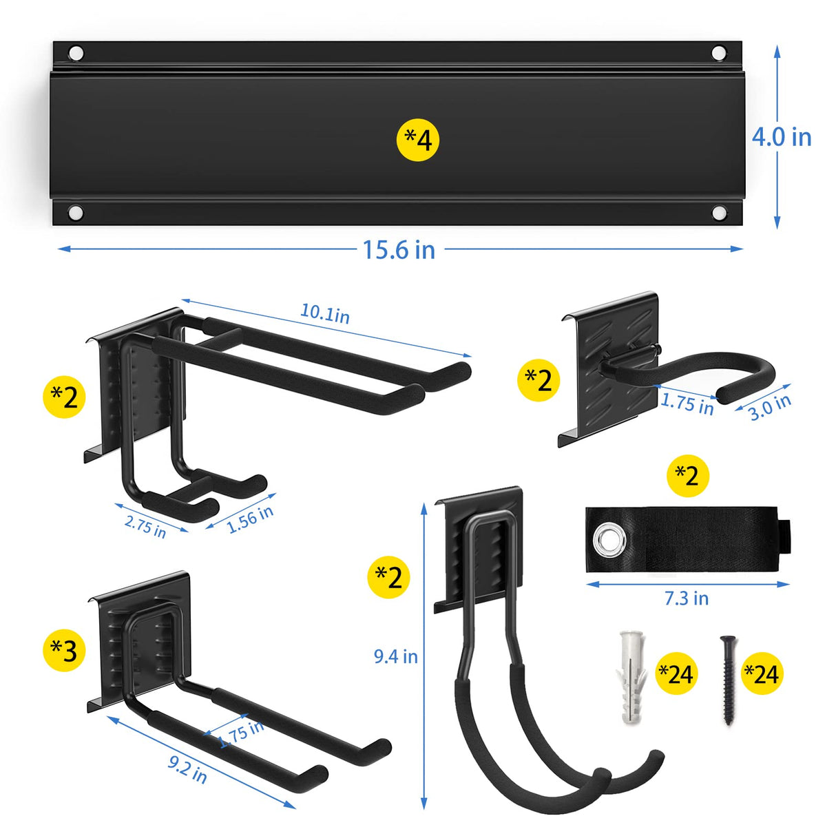 Ailadl Wall Mount Tool Storage Rack, 15 PCS Heavy Duty Steel Yard Garden Tool Organizer, Garage Tool Organizer Wall Mounted Storage System Hold Up to Ailadl