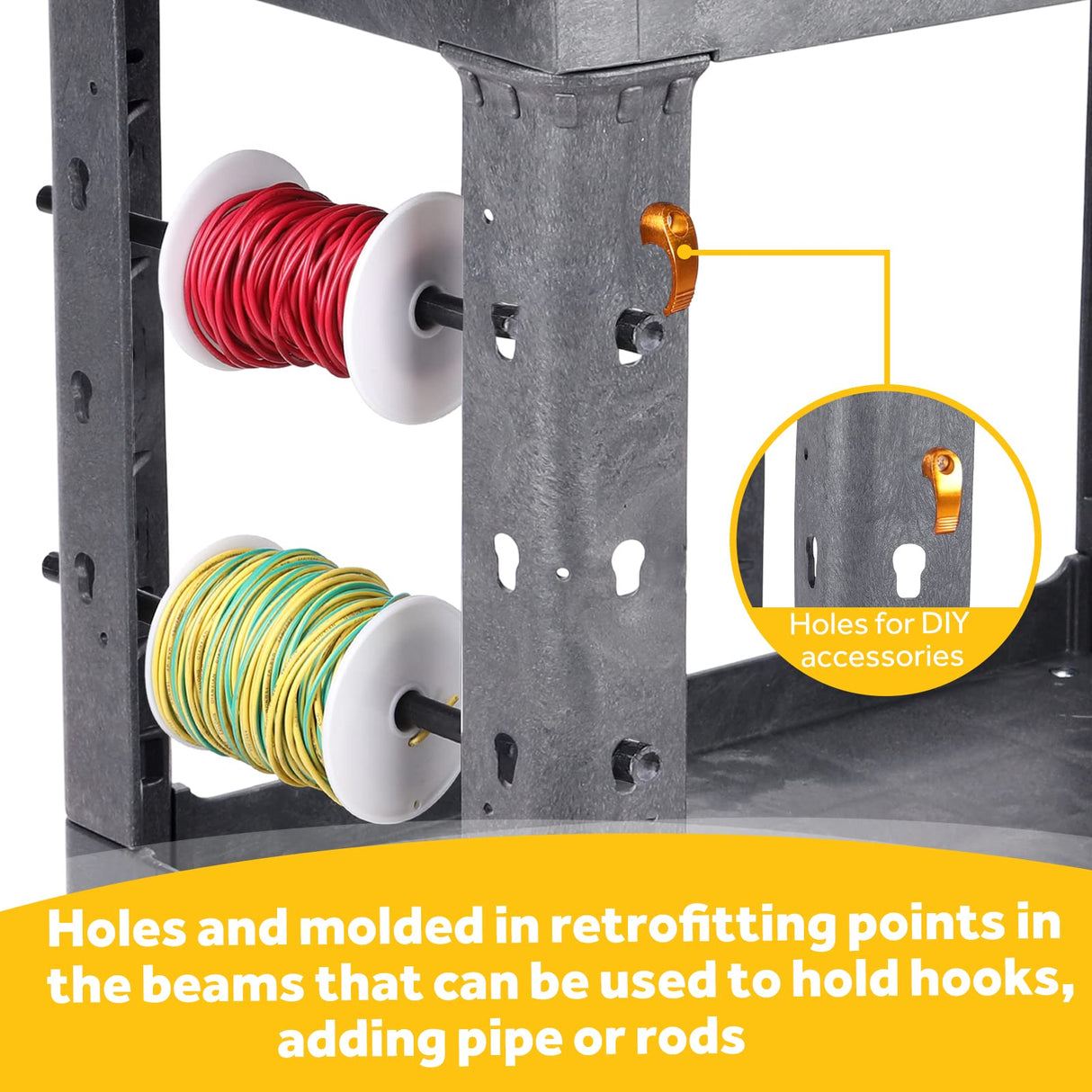 ELAFROS Heavy Duty Plastic Utility Cart 34 x 17 Inch - Work Cart Tub Storage W/Deep Shelves and Full Swivel Wheels Safely Holds up to 550 lbs - 2 ELAFROS