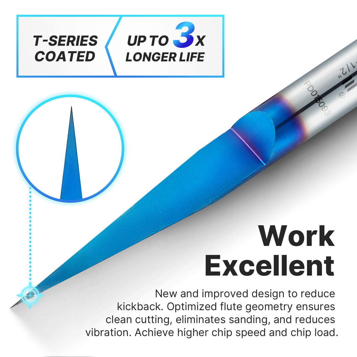 Turnextte 15 Degree V Groove Engraving Router Bit for CNC, Single Flute 0.005 inch Tip and 1/4 inch Shank Carving Bit with Nano Coated Carbide End Turnextte