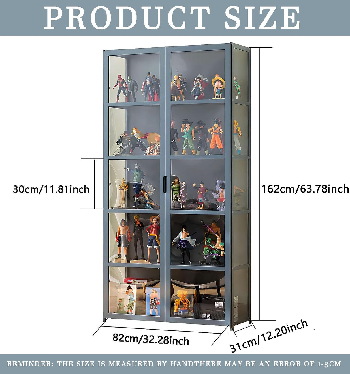 idhhco Curio Display Cabinet, 5 Tier Storage Cabinet with Acrylic Glass Door, Collectibles Toy Organizers Rack & Display Shelf, Kids Bookcase for idhhco