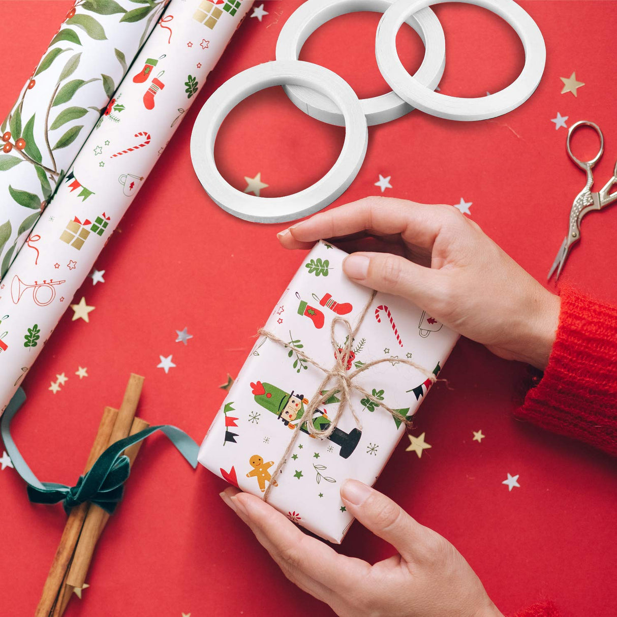 Lazydrop Double-Sided Tape for Arts, Crafts, Photography, Scrapbooking, Tear-by-Hand, Paper Backing (6 Rolls) (Width: 6mm/ 9mm/ 12mm/ 15mm) Lazydrop