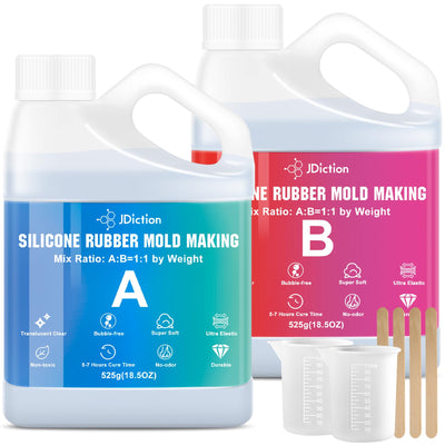 JDiction Silicone Mold Making Kit, 2.32lb(37oz) Super Elastic Liquid Silicone for Mold Making, Fast Cure Soft Mold Making Silicone Rubber for Casting