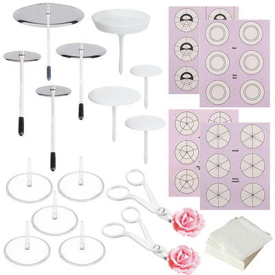 Woohome 17 PCS Flower Nails Cake Decorating Supplies Includes 4 Size Cake Flower Nail and 9 PCS Plastic Cake Flower Nail, Flower Lifters, Cake Flower