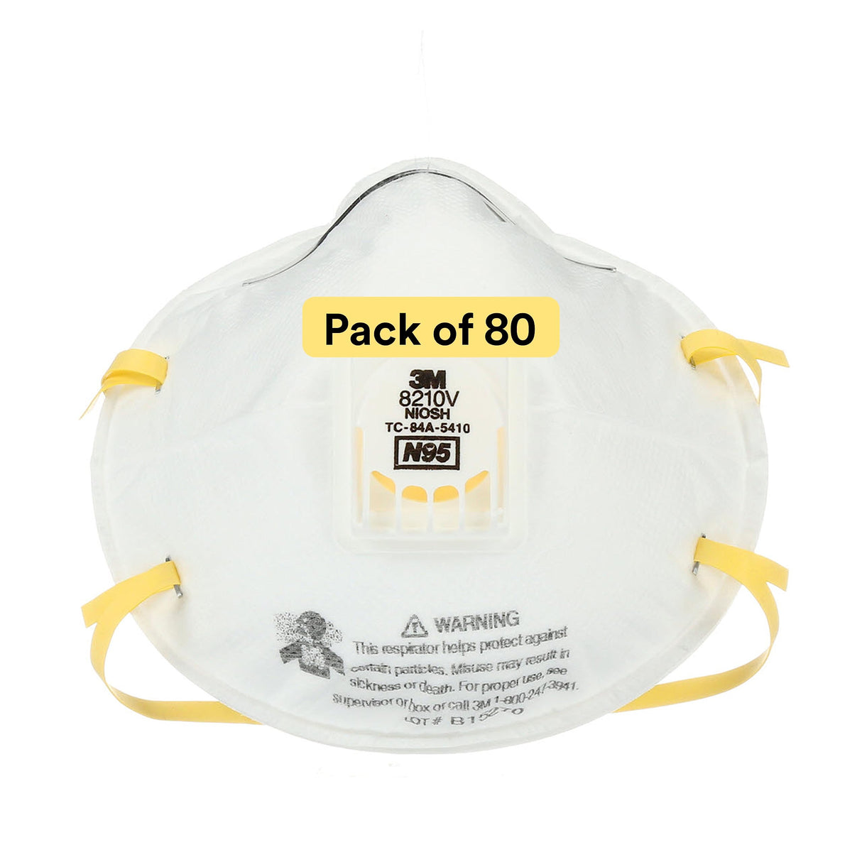 3M Particulate Respirator 8210V with Cool Flow Valve, Smoke, Grinding, Sanding, Sawing, Sweeping, Woodworking, Dust, 80/Pack 3M Personal Protective Equipment