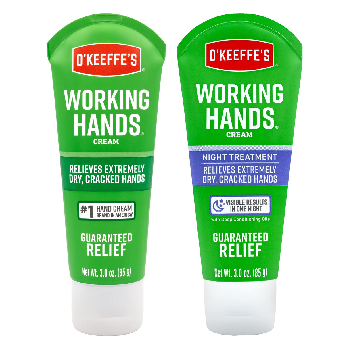 O'Keeffe's Working Hands Hand Cream, 3 oz Tube and Night Treatment Hand Cream, 3 oz Tube O'Keeffe's