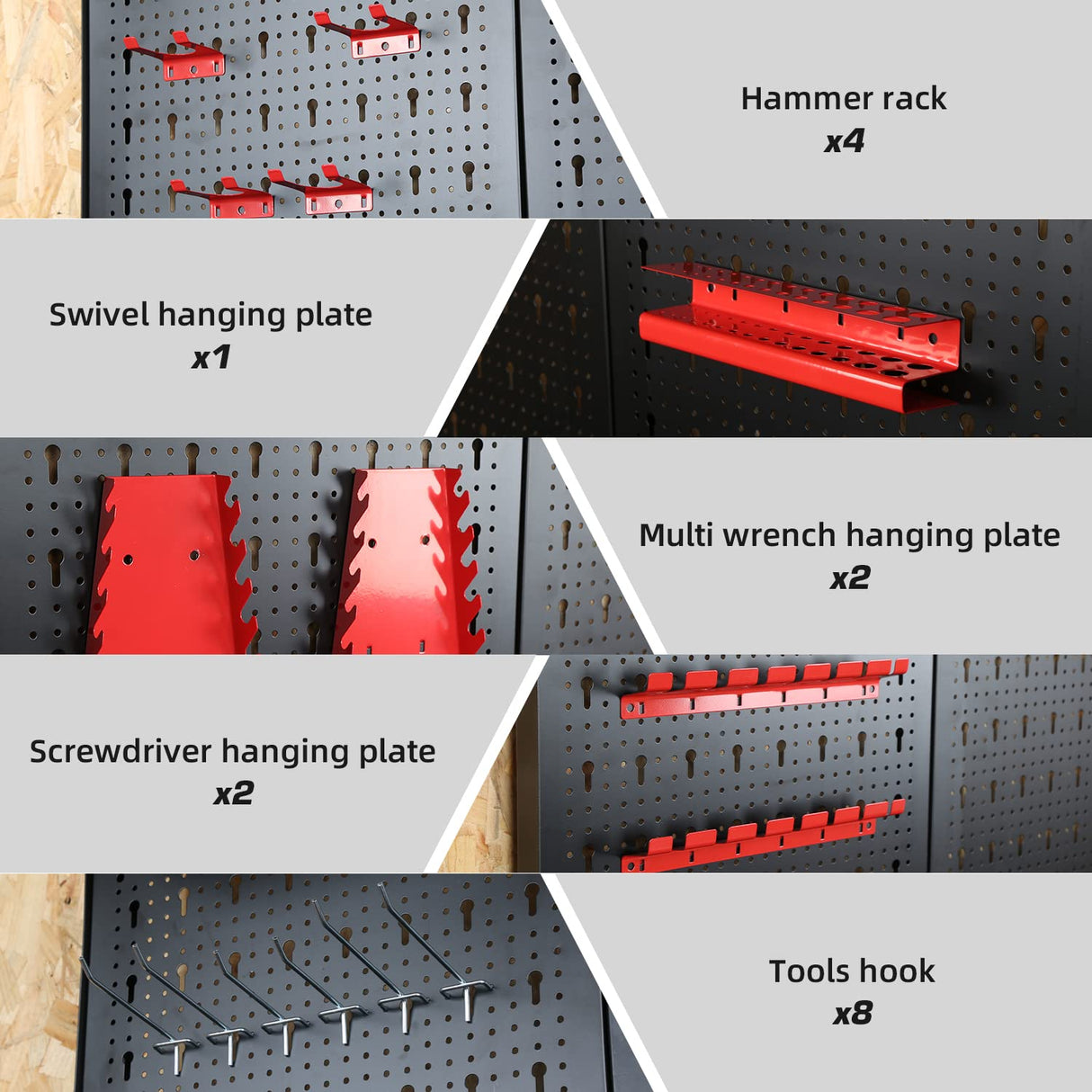 47”Workbench, Heavy-Duty Steel Tool Workbench with Pegboard Shelves, 330Lbs Multipurpose Work Benches for Garage, Home, Workshop Storage Prostormer