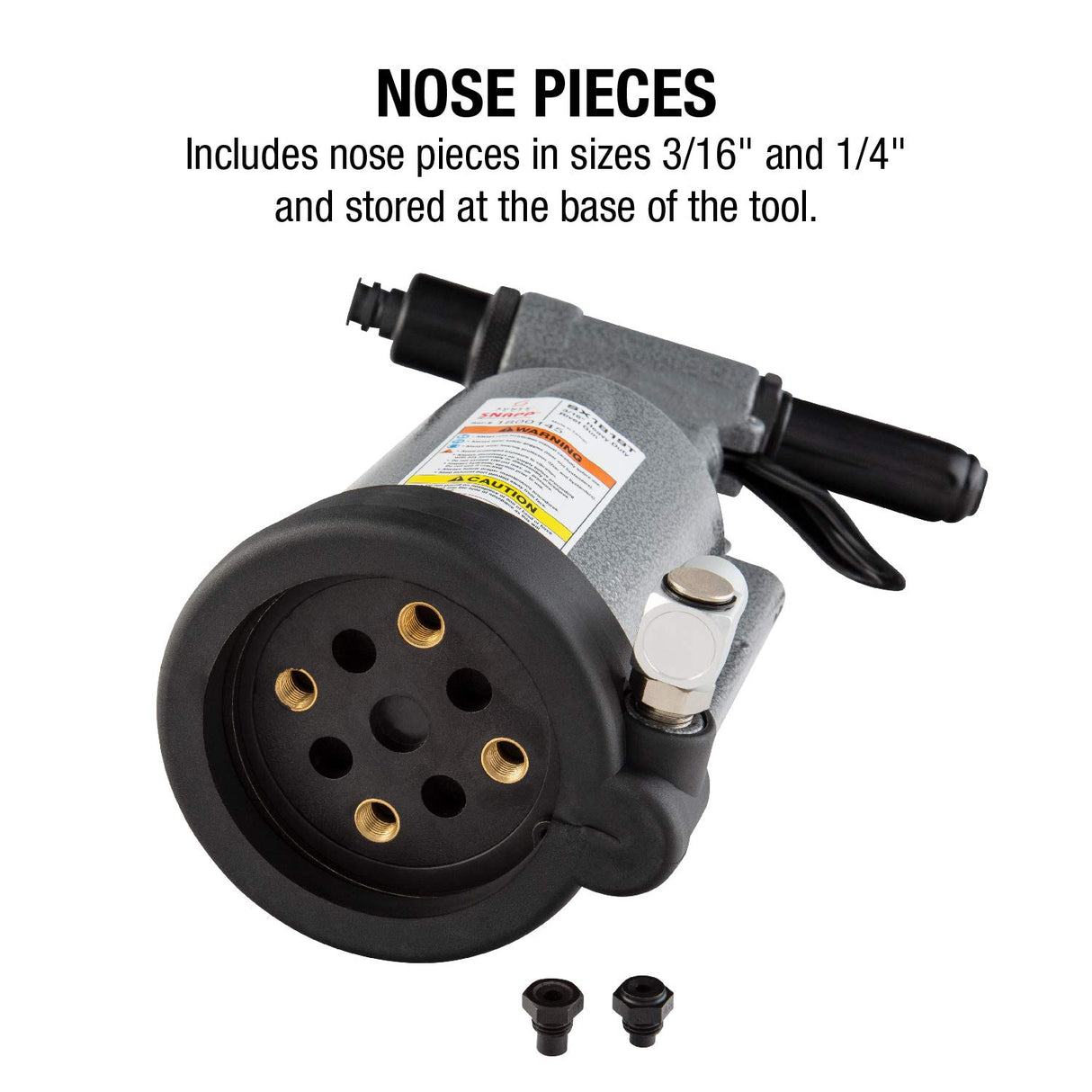 SUNEX TOOLS SX1819T, Heavy Duty Rivet Gun, Sets 3/16” and ¼” Rivets, 3690 lbs Traction Power, Nose Pieces Included, Forged Aluminum Handle, Storage Sunex Tools