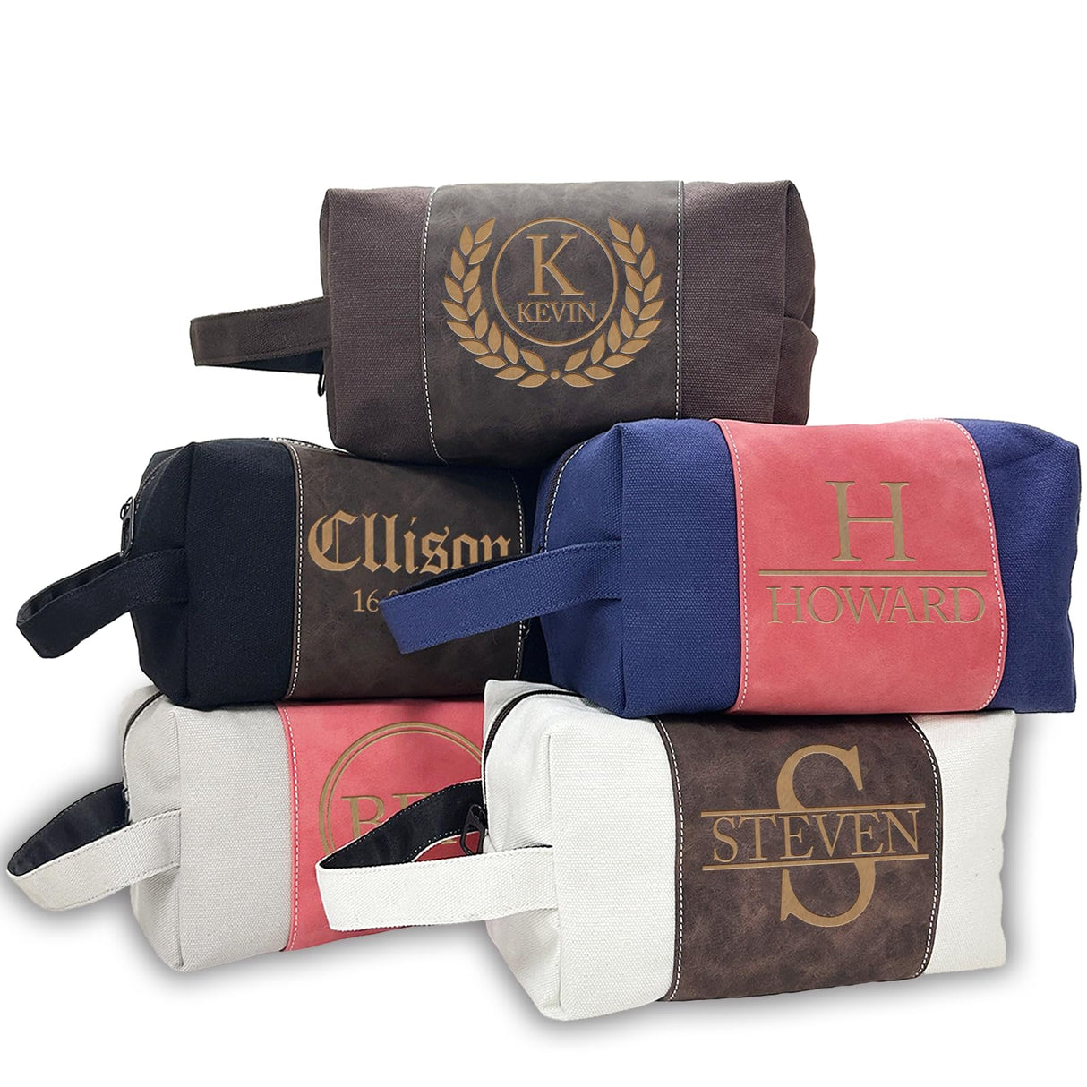 xrlsg Personalized Toiletry Bag for Men Custom Laser Engraved Travel Organizer Kit with Name Monogrammed Gift for Husband Boyfriend Dad xrlsg