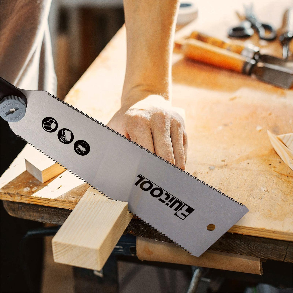 RUITOOL Japanese Pull Saw 10 Inch Double Edge Sided Hand Saw Ryoba SK5 Flexible Blade 10&18TPI Flush Cut Non-slip Plastic Handle Wood Saw for RUITOOL