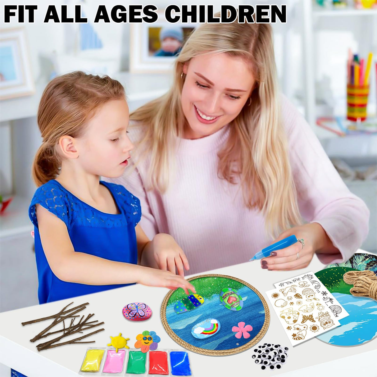 16 Rock Dark Painting Kit - Glow in The Dark - 141 Pcs Arts and Crafts for Kids Ages 4-8+, Art Supplies Set with 16 Paints Craft Kits, Kids DIY Toy SOOVSY