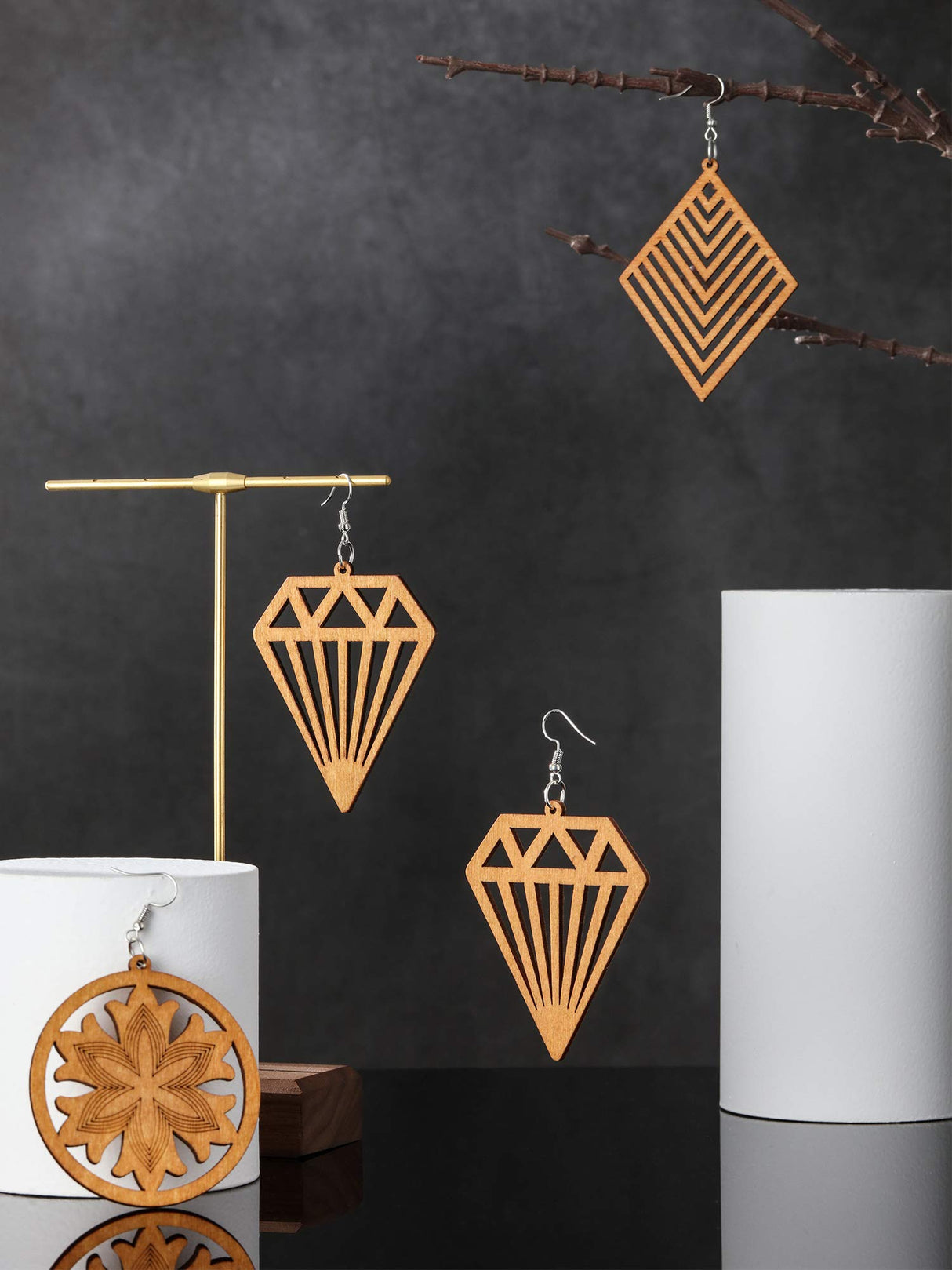 12 Pairs African Wooden Drop Earrings Bohemian Pendant Dangle Earrings Lightweight Ethnic Style Wood Earrings for Women (Chic Styles) Hicarer