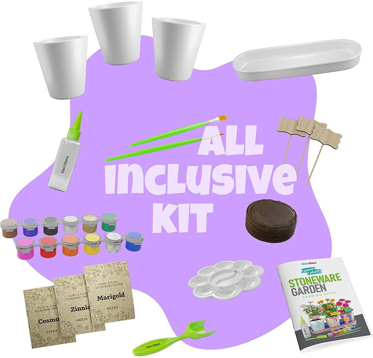 Paint & Plant Stoneware Flower Gardening Kit - Gifts for Girls & Boys Ages 4 -12 - Kids Arts & Crafts Project Science Birthday Gift, STEM Activity Dan&Darci