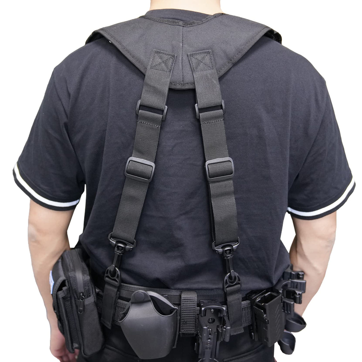MELOTOUGH Tactical Duty Belt Harness Padded Adjustable Tool Belt Suspenders with Key Chin and Patch, Black(Large) MELOTOUGH