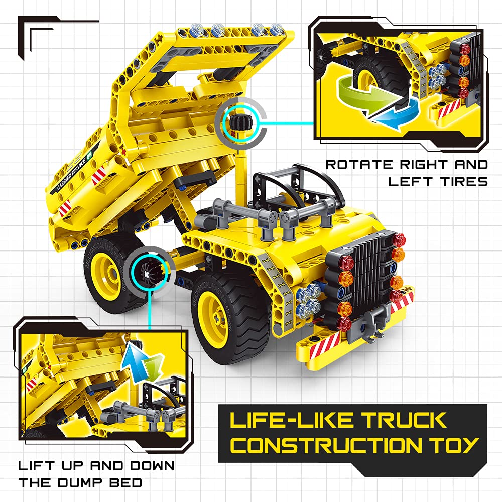 STEM / Building Toy for Ages 5, 6, 7, 8, 9, 10, 11, 12 Years Old Kid, Boy, Girl - 2-in-1 Truck Airplane Take Apart Toy, 361 Pcs DIY Building Kit, BAODLON