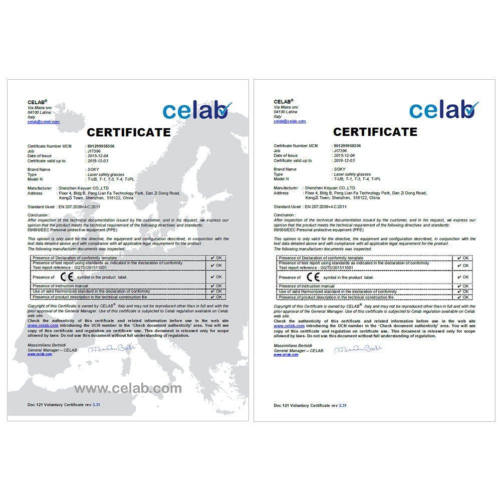 Cloudray Laser Goggles Protective Glasses 355 & 532nm Shield Protection Eyewear Medium Size for UV & Green Laser Safety(Style B) Cloudray