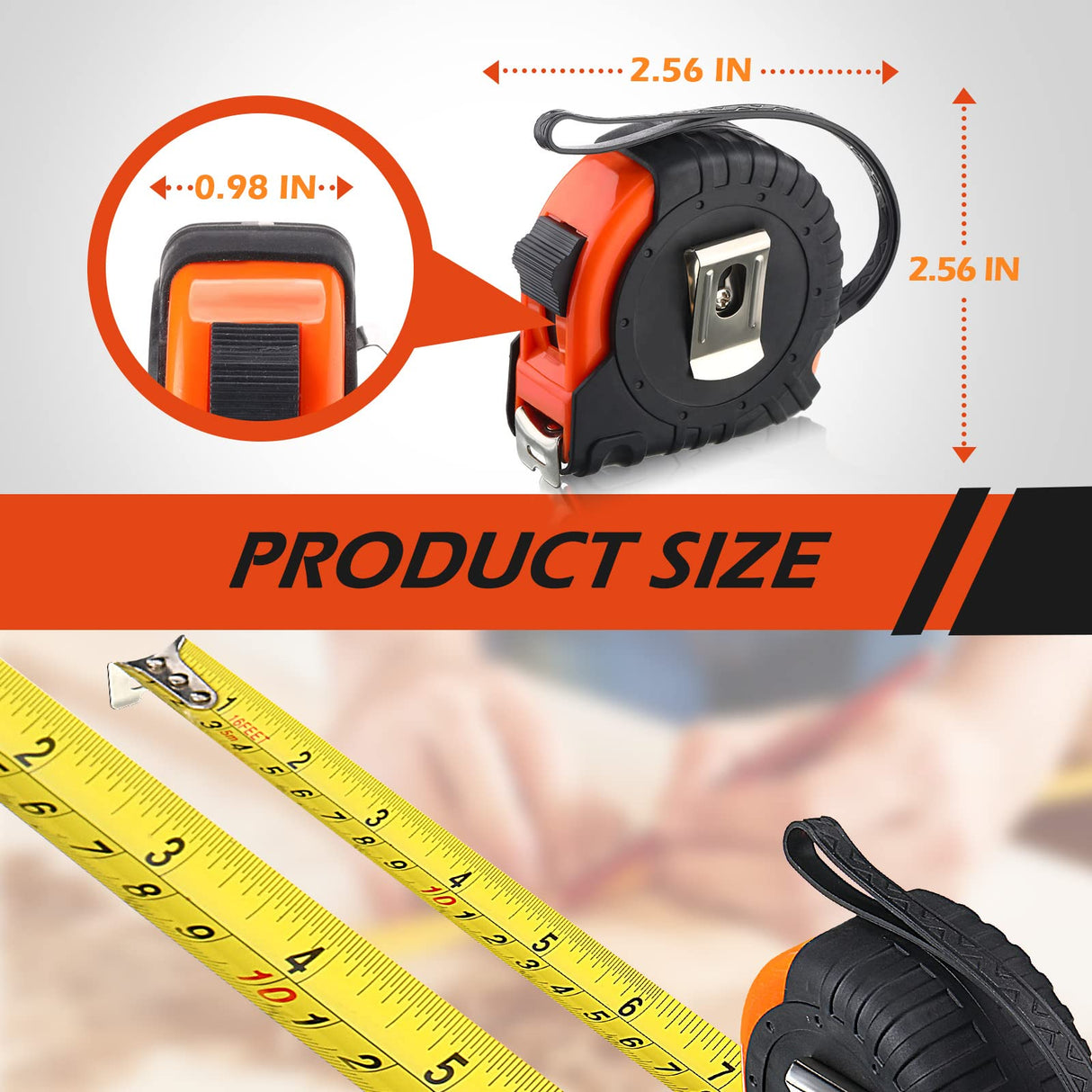 20 Pieces Tape Measure 12 Feet Measuring Tape Easy Read Measurement Tape Retractable Tape Measurer with Fractions 1/8 Measurement Yunsailing
