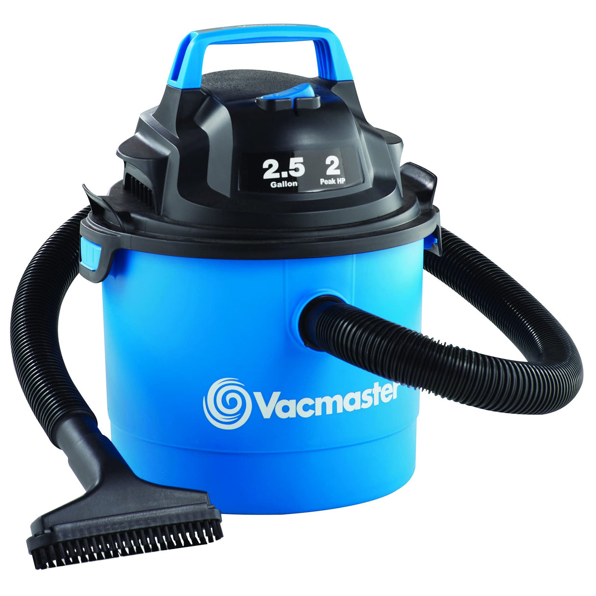 Vacmaster Portable Wall Mountable Wet/Dry Vac, 2.5 Gallon, 2 HP 1-1/4" Hose (VOM205P), Blue Vacmaster