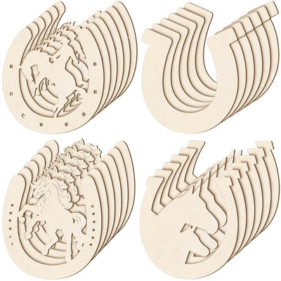 Wooden Horseshoes Cutout for Crafts DIY Unfinished Wooden Horseshoes Christmas Cowboy Decor Western Party Decor Blank Horseshoe Wood Horse Cutout