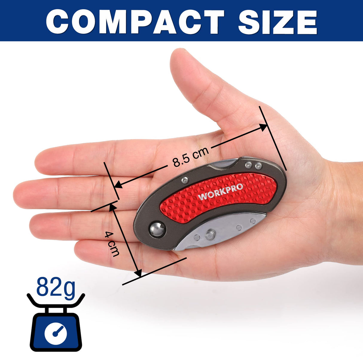 WORKPRO Folding Utility Knife Set Quick Change Blade, Back-lock Mechanism 3-piece with 10-piece Extra Blades WORKPRO