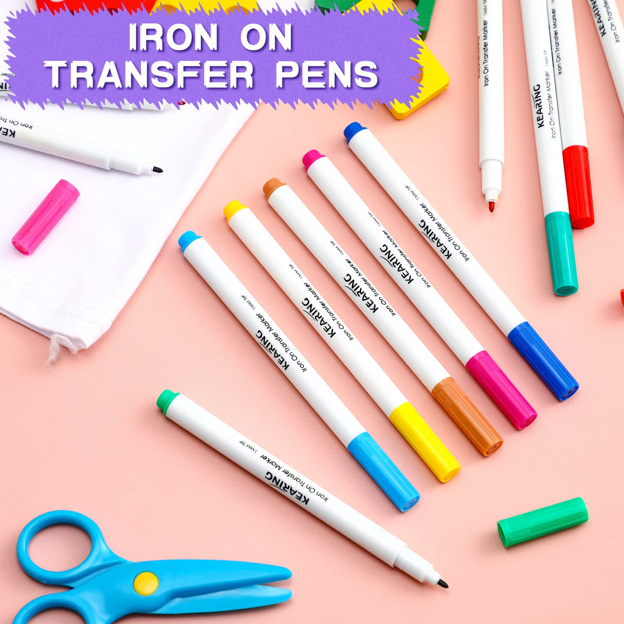 12 Pcs Iron on Transfer Markers Sublimation Markers Embroidery Transfer Pen Heat Transfer Fabric Marker Fade Resistant Infusible Ink Pen for T-Shirts Crtiin