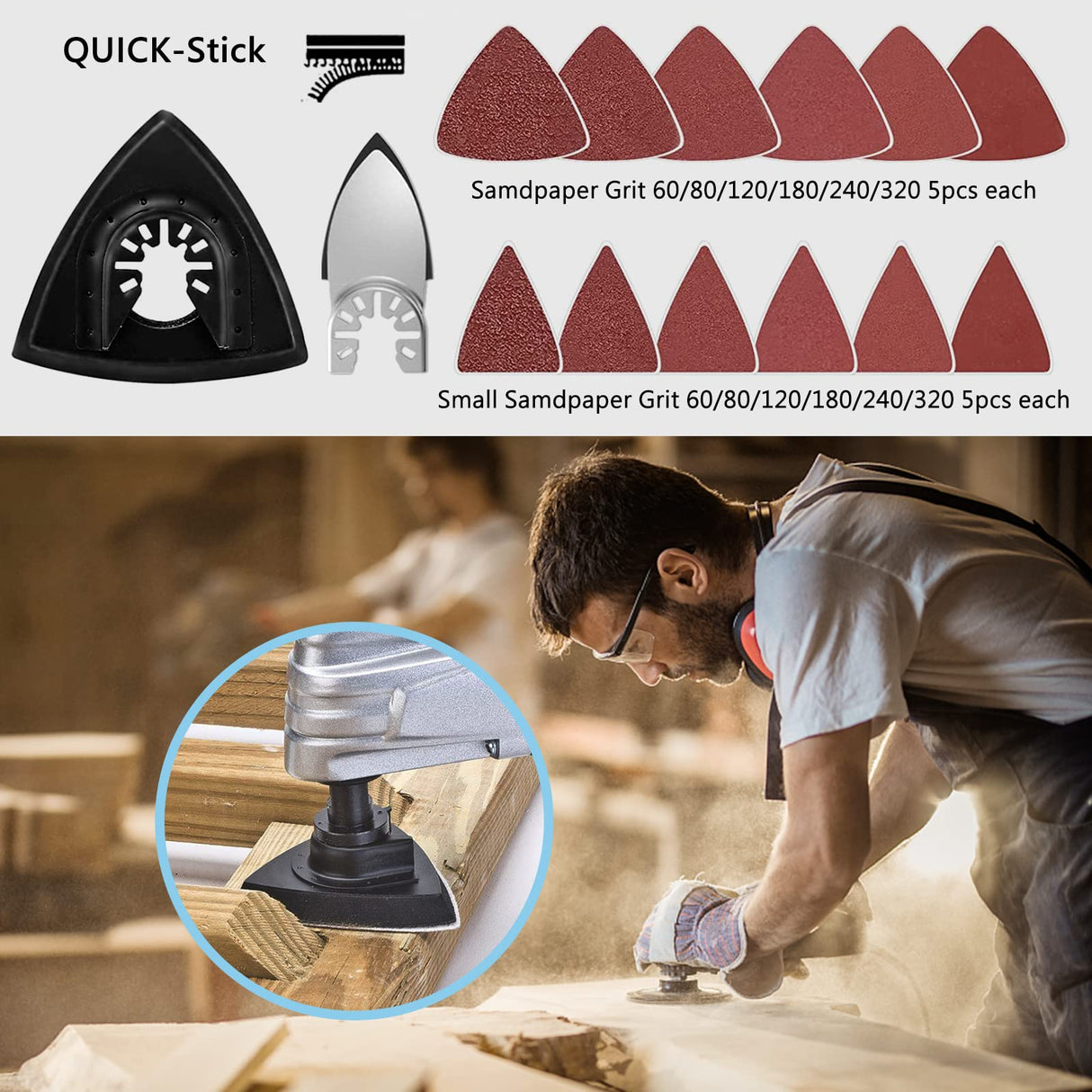 OTUCO 94 Pack Oscillating Saw Blades, Wood Metal Cutting Multitool Bi-Metal Blades Quick Release Tool Blades Kits Fit for Dewalt, Makita, Ryobi, OTUCO