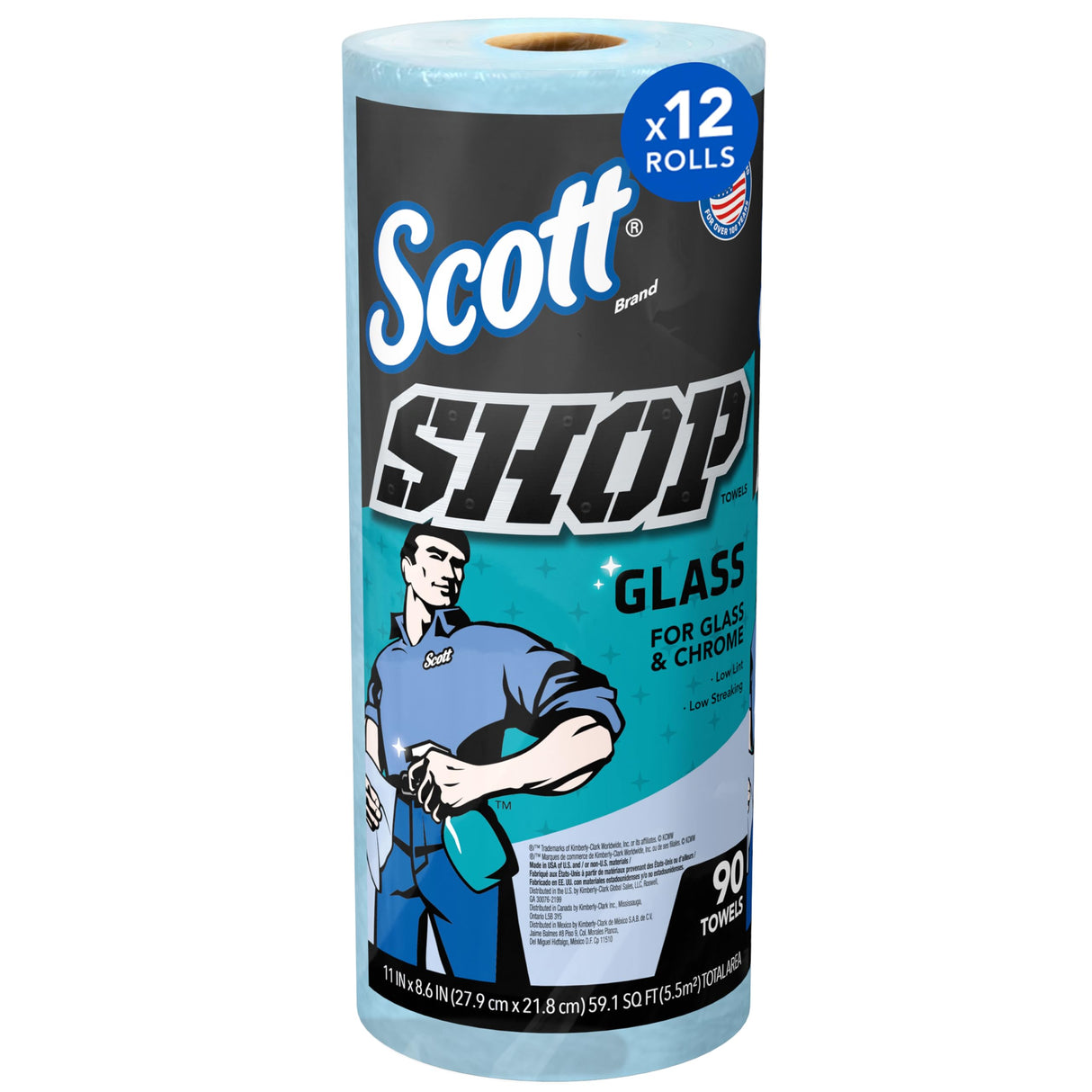 Scott 32896 Shop Towels, Glass, 1-Ply, 8.6-Inch x 11-Inch, Blue, 90 Sheets/Roll, 12 Rolls/Carton SCOTT SHOP ORIGINAL