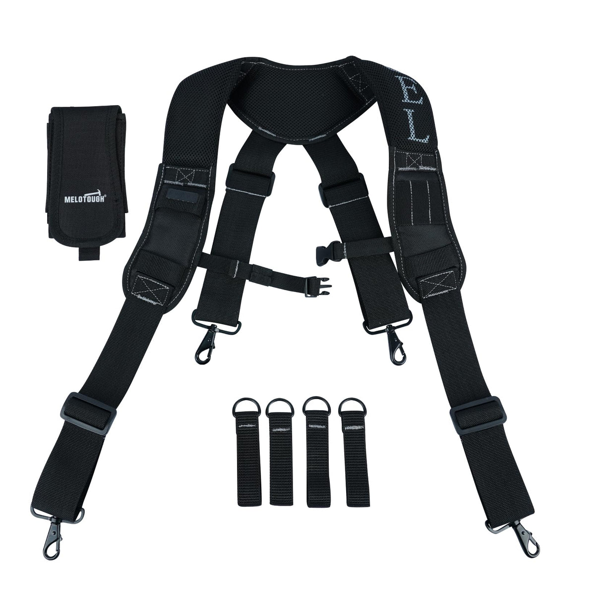 MELOTOUGH Work Belt Suspender Tool Belt Suspenders Bag Suspenders for Men Heavy Duty with Gel Shoulder Pad Detachable Phone Holder for MELOTOUGH
