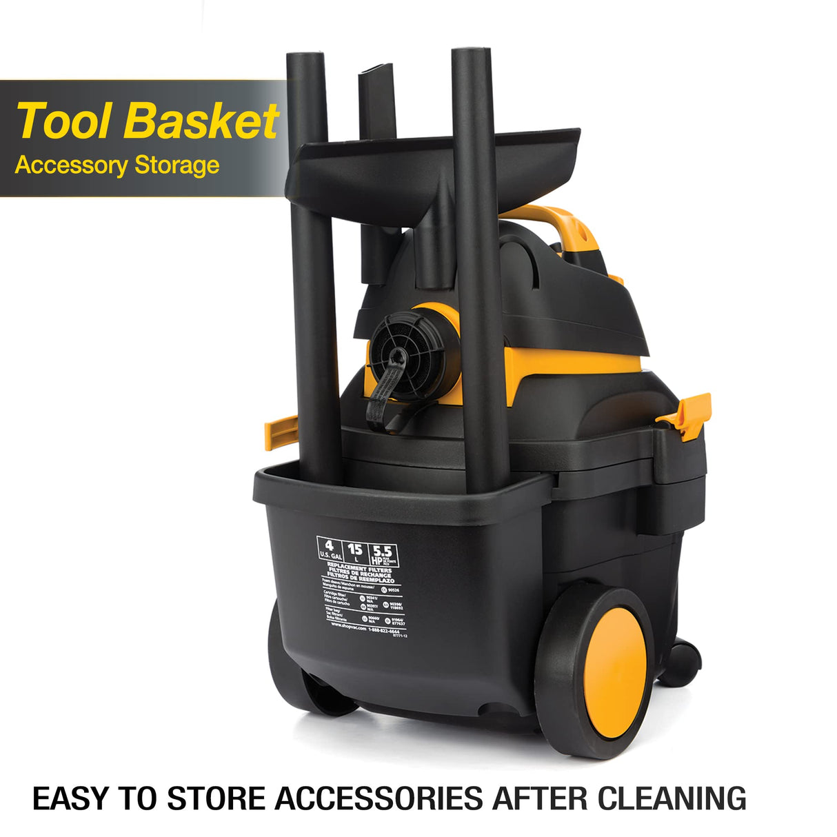 Shop-Vac 4 Gallon 5.5 Peak HP Wet/Dry Utility Vacuum with SVX2 Motor Technology, 3 in 1 Function Portable Shop Vacuum with Cart, Attachments, 5914000 Shop-Vac