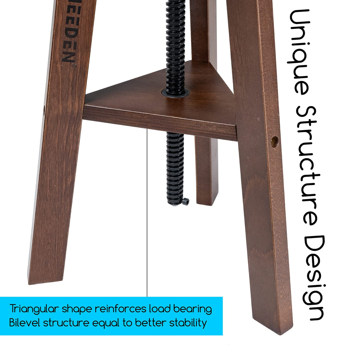 MEEDEN Walnut Drafting Stool with Solid Beech Wood, Height Adjustable Artist Stool, Studio Stool, Wood Bar Stool, Kitchen Stool, Office Stool, MEEDEN