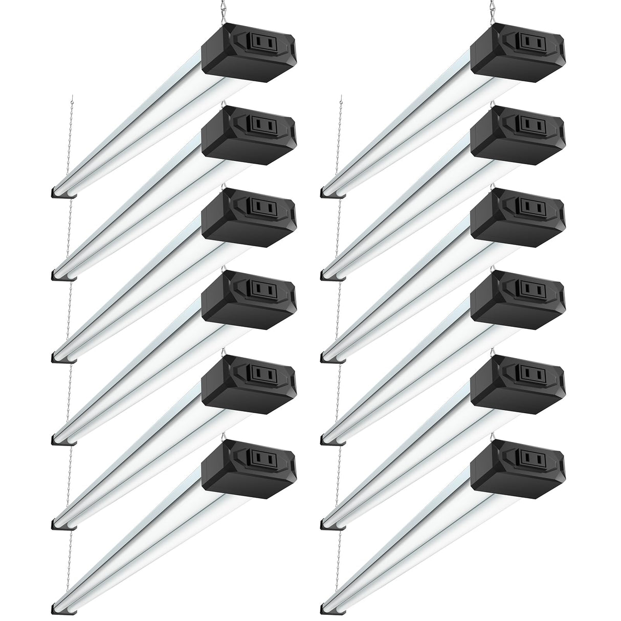 BBOUNDER 12 Pack Linkable LED Shop Light with Reflector, Super Bright 6500K Cool Daylight, 4400 LM, 4 FT, 48 Inch Integrated Fixture for Garage, 40W BBOUNDER