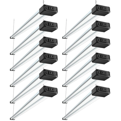 BBOUNDER 12 Pack Linkable LED Shop Light with Reflector, Super Bright 6500K Cool Daylight, 4400 LM, 4 FT, 48 Inch Integrated Fixture for Garage, 40W