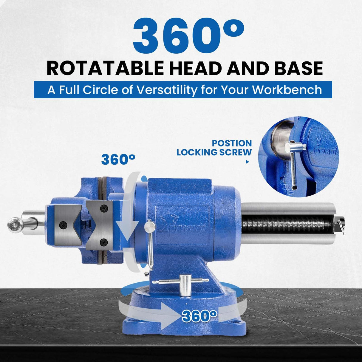 Forward DT08125A 5-Inch Heavy Duty Bench Vise 360-Degree Swivel Base and Head with Anvil (5", Ductile Iron) Forward