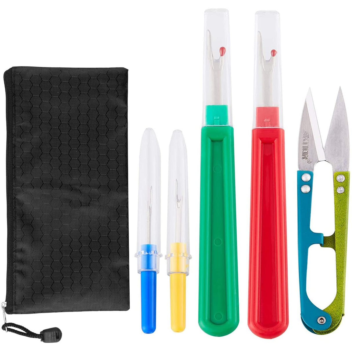 Seam Ripper and Thread Remover Kit,2 Big and 2 Small Sewing Stitch Thread Unpicker and 1 Sewing Trimming Scissor Nipper Tool for Thread CampTek