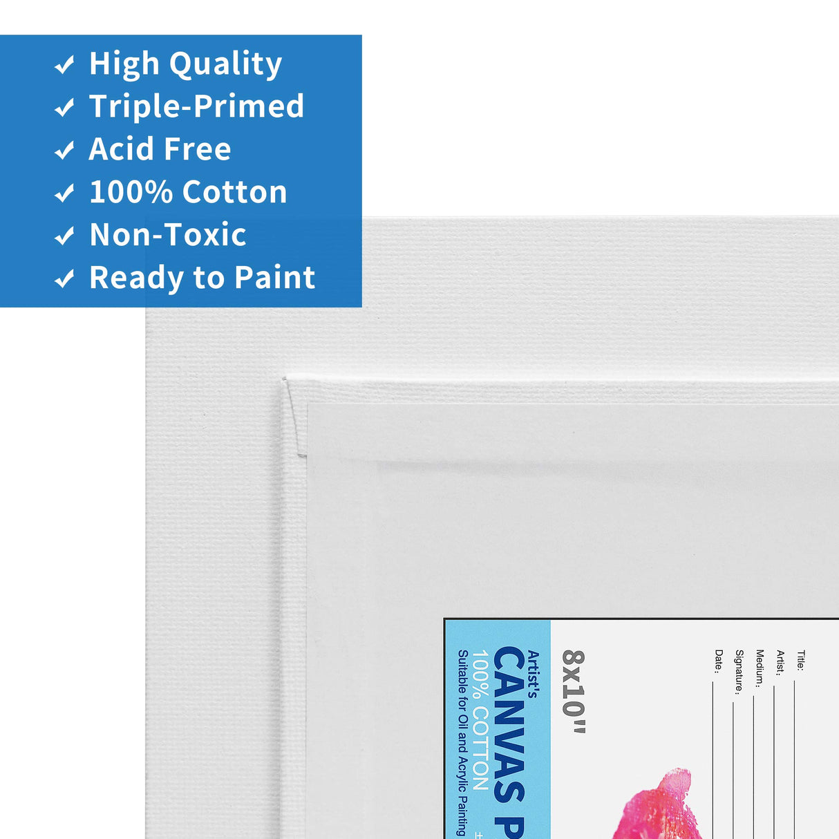 FIXSMITH Canvases for Painting, 8x10 Inch Canvas Boards, Super Value 30 Pack White Blank Canvas Panels, 100% Cotton Primed,Painting Art Supplies for FIXSMITH