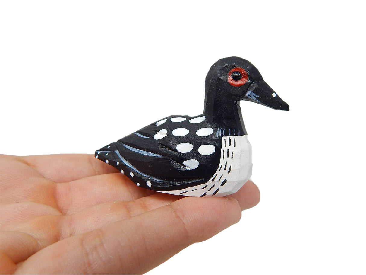Selsela Common Loon Wooden Figurine Small Animal Garden Statue Carving Decoration Small Animals Selsela