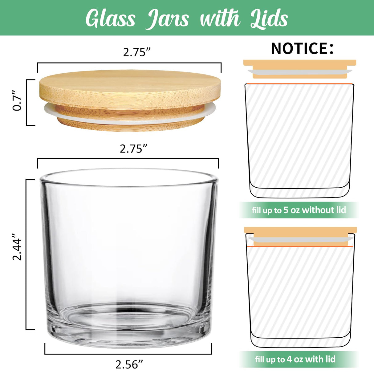 SUPMIND 4oz Glass Candle Jars 12 Pack- Clear Empty Candle Jars with Bamboo Lids and Sticky Labels, Bulk Small Candle Jars for Making Candles SUPMIND