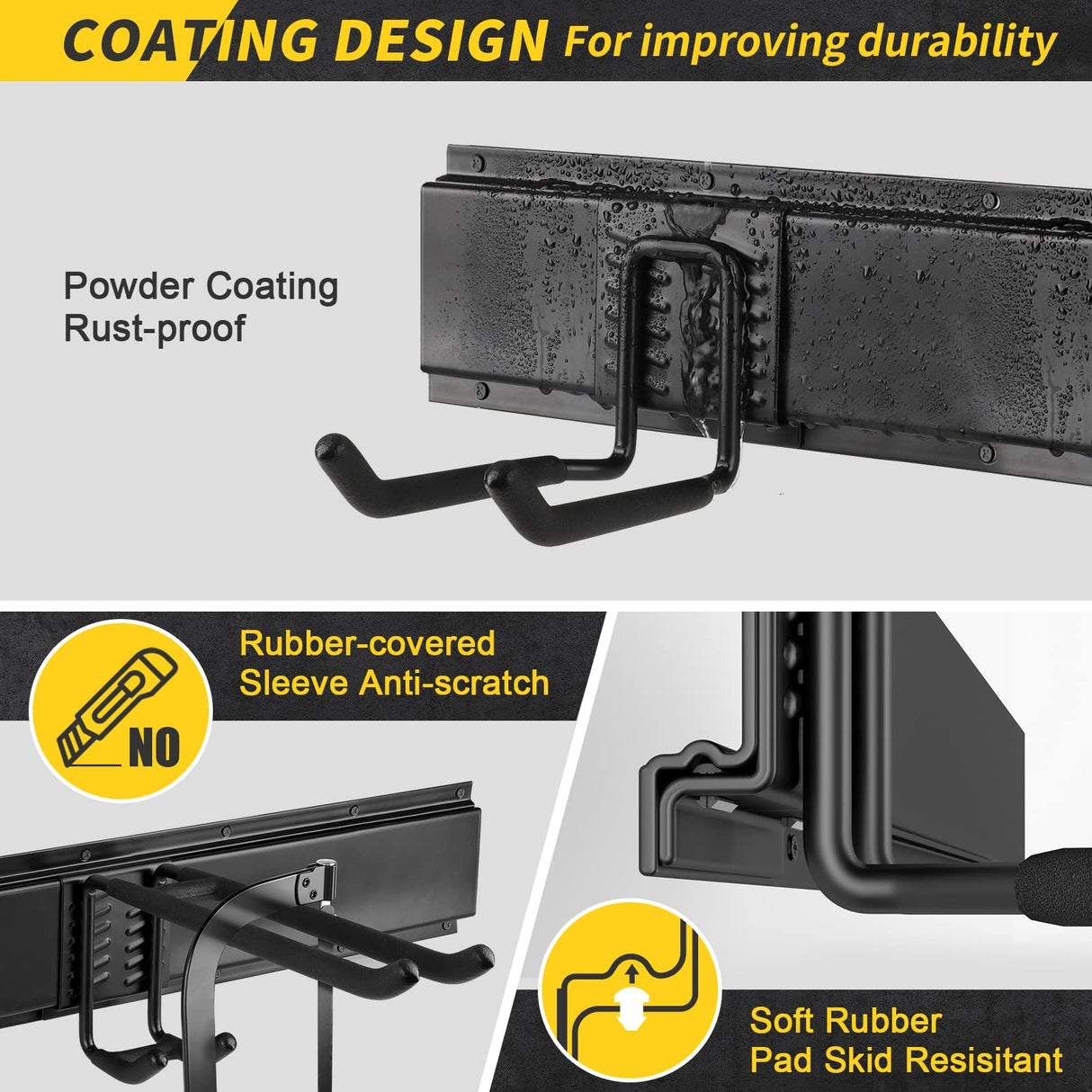 UUP Garage Storage, Garage Organization, Wall Mount Garden Tool Organizer 48 Inches, Max 440lbs Adjustable Metal Hooks, Yard Shed Organizer Rack, UUP