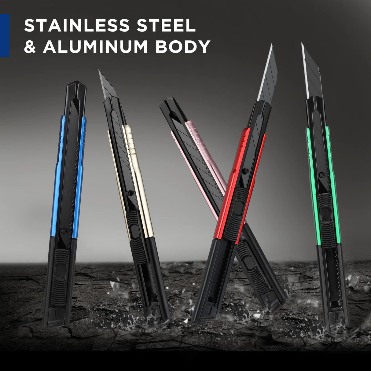 WORKPRO Premium Utility Knife Retractable Snap-off Blade, Heavy Duty Aluminum Box Cutter Set, Razor Knife Exacto Craft Knives, with 10 Extra 9mm WORKPRO