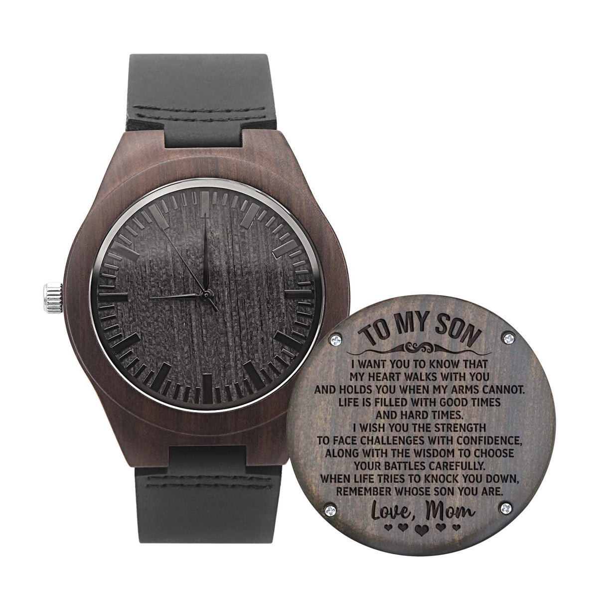 UFOORO Valentines Gifts Engraved Wooden Watches for Men, Natural Wood Watch Personalized Gifts Customized Watch for Dad Son Husband Birthday UFOORO