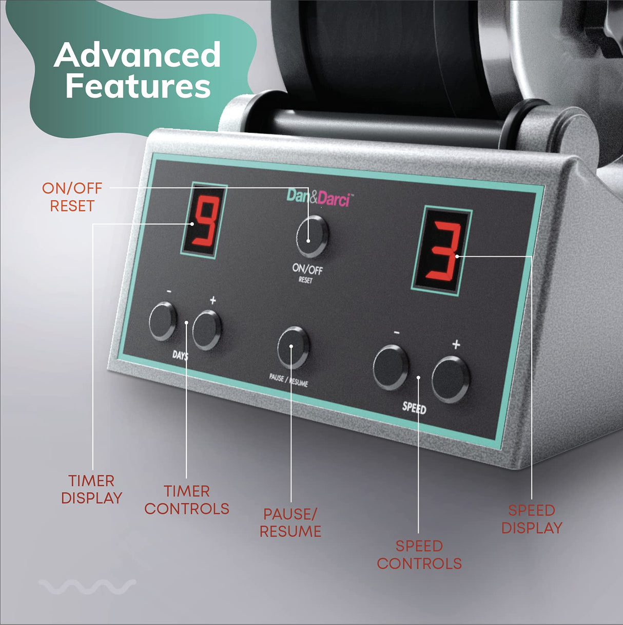 Advanced Professional Rock Tumbler Kit - with Digital 9-Day Polishing Timer & 3 Speed Settings - Turn Rough Rocks into Beautiful Gems : Great Science Dan&Darci